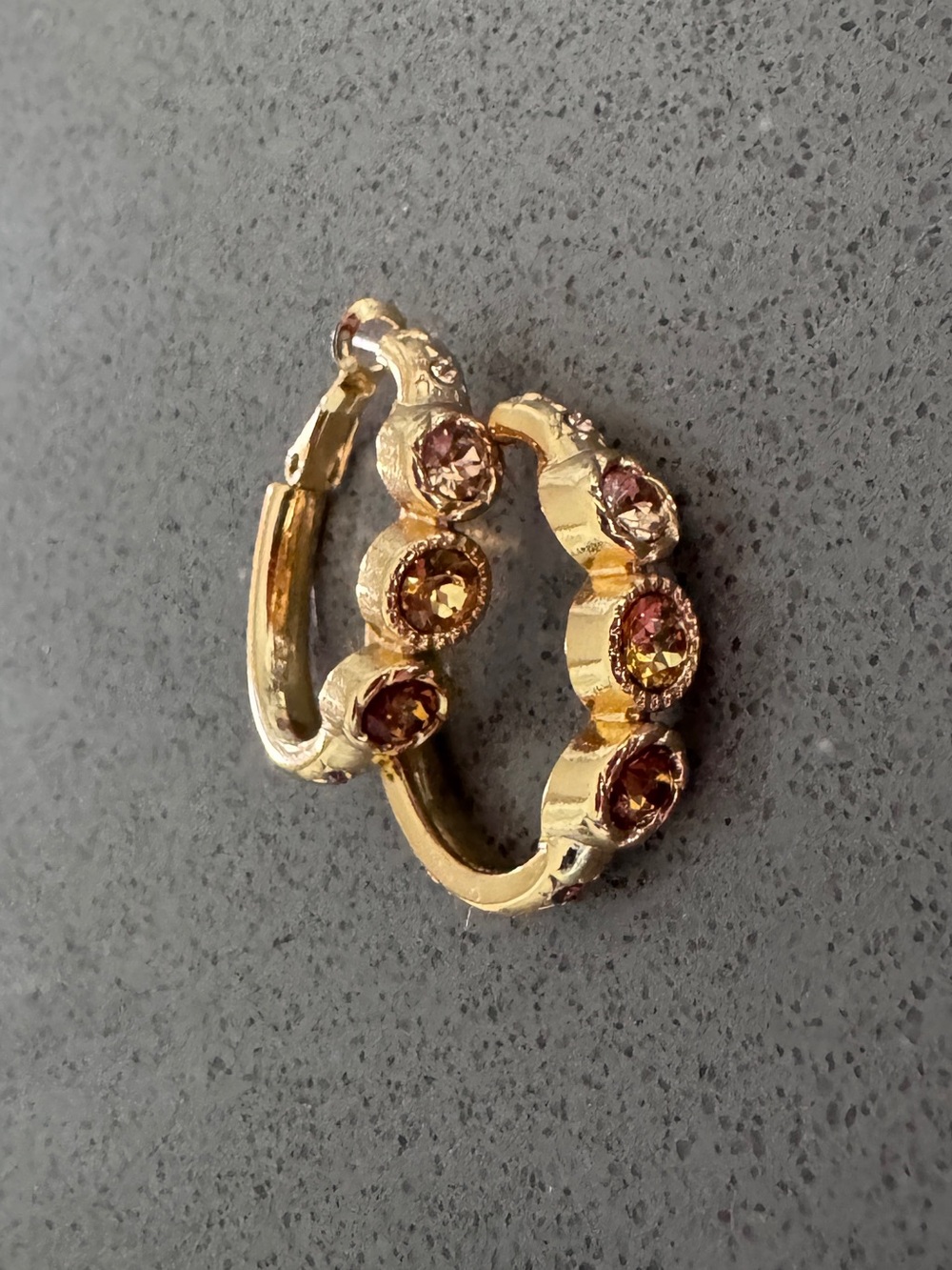 Brighton Gold Hoop Earrings with Amber Stones